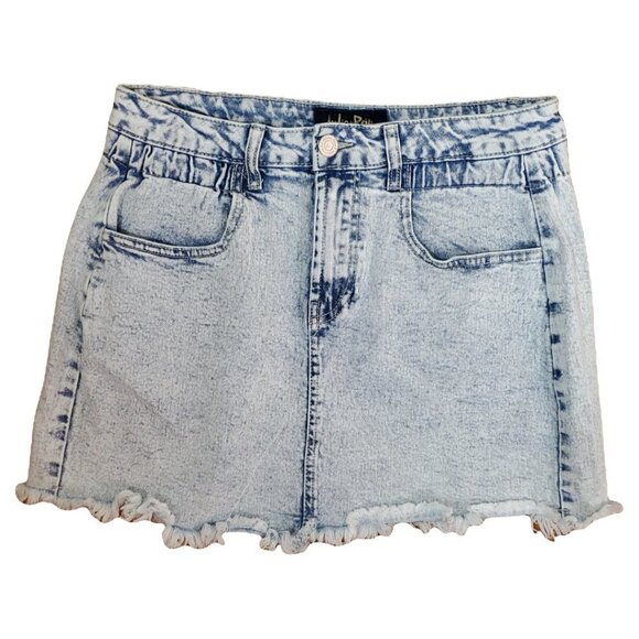 🚨161 Indigo Rein White Wash Frayed Hem Jean Mini Skirt - Picture 1 of 4